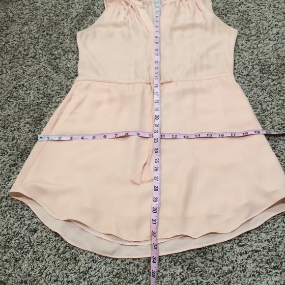 Babaton Silk Dress Size XS Pastel Peach Pink Sleeveless Sheath Mini Pullover - Picture 9 of 9